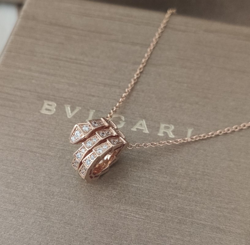 Bulgari B.zero1 Diamond Half-Paved Rose Gold Necklace view