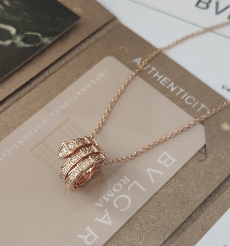 Bulgari B.zero1 Diamond Half-Paved Rose Gold Necklace view