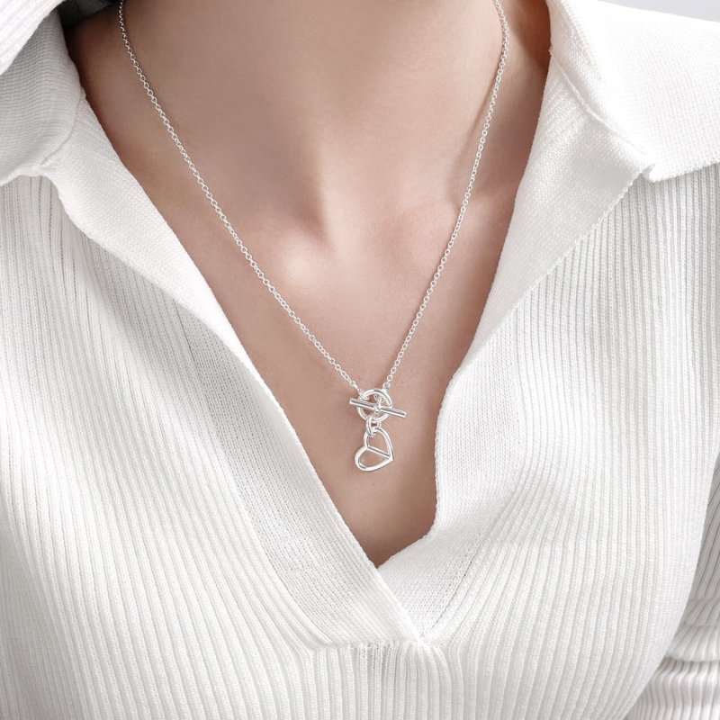 Silver Abstract Heart & Knot Pendant Necklace