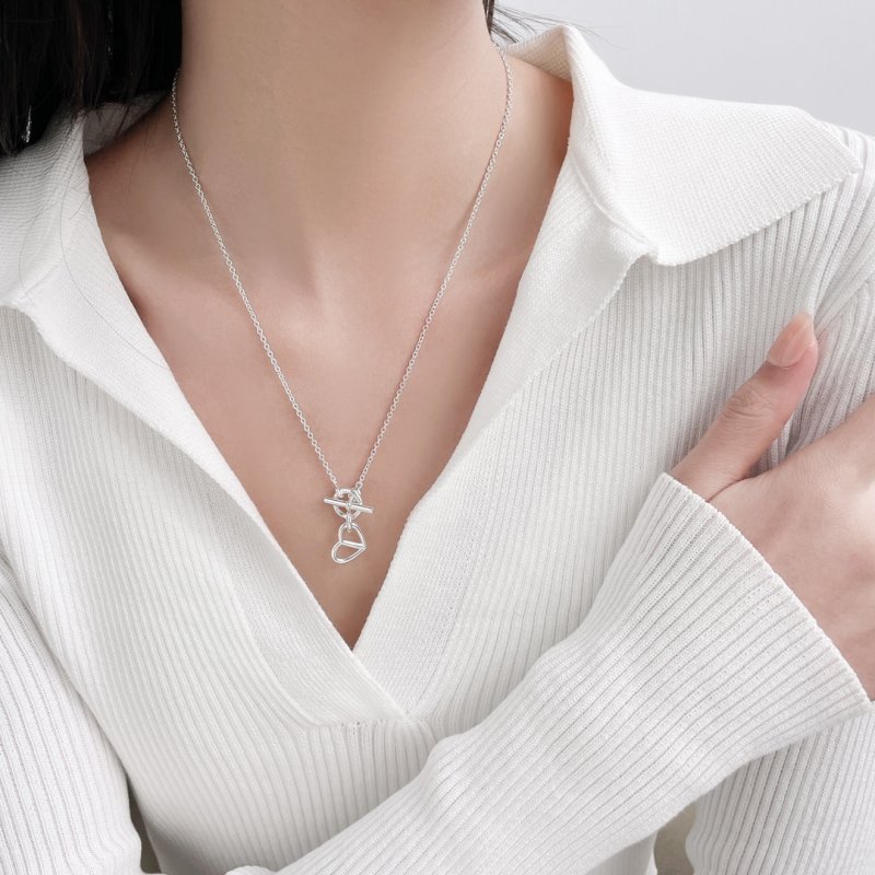 Silver Abstract Heart & Knot Pendant Necklace view