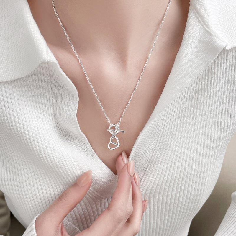 Silver Abstract Heart & Knot Pendant Necklace view