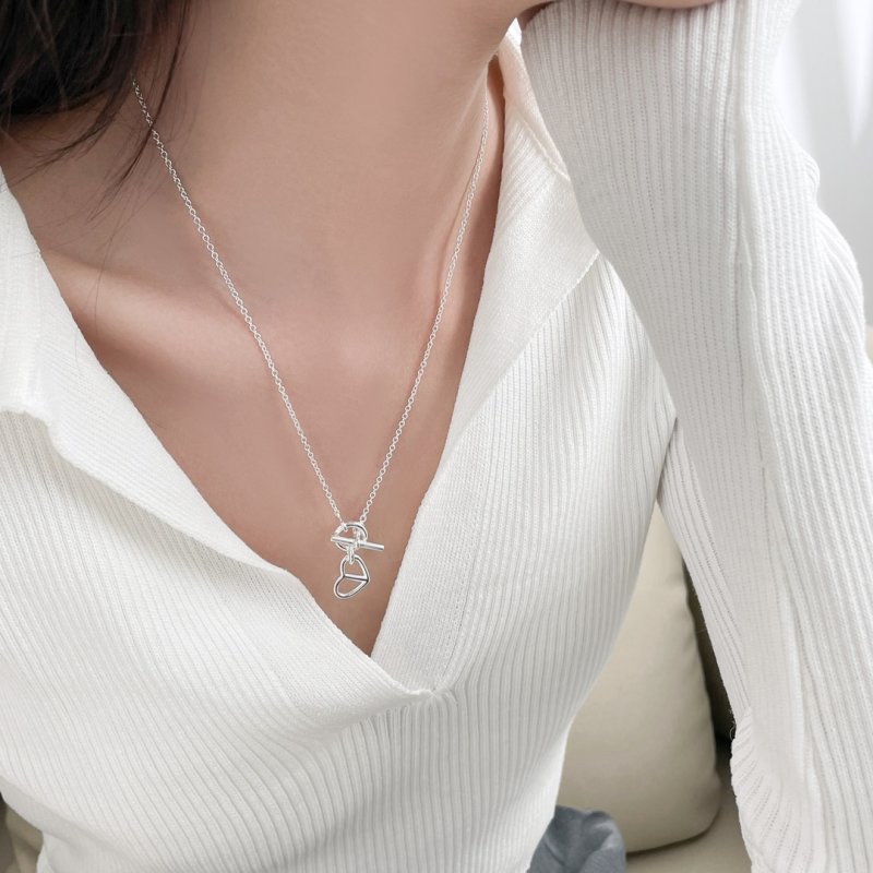 Silver Abstract Heart & Knot Pendant Necklace view