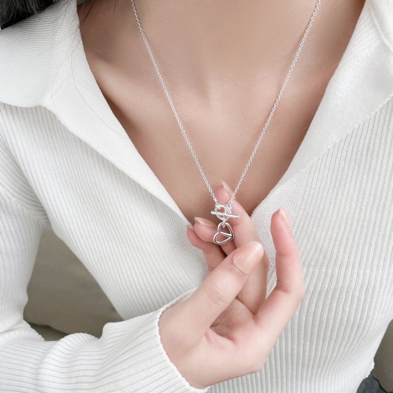 Silver Abstract Heart & Knot Pendant Necklace view