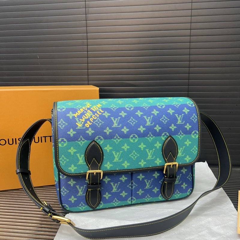 Louis Vuitton Monogram Heritage Satchel Blue Green