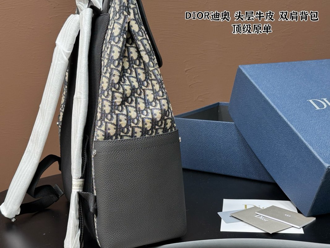 Dior Oblique Saddle Backpack - Grey & Cream view