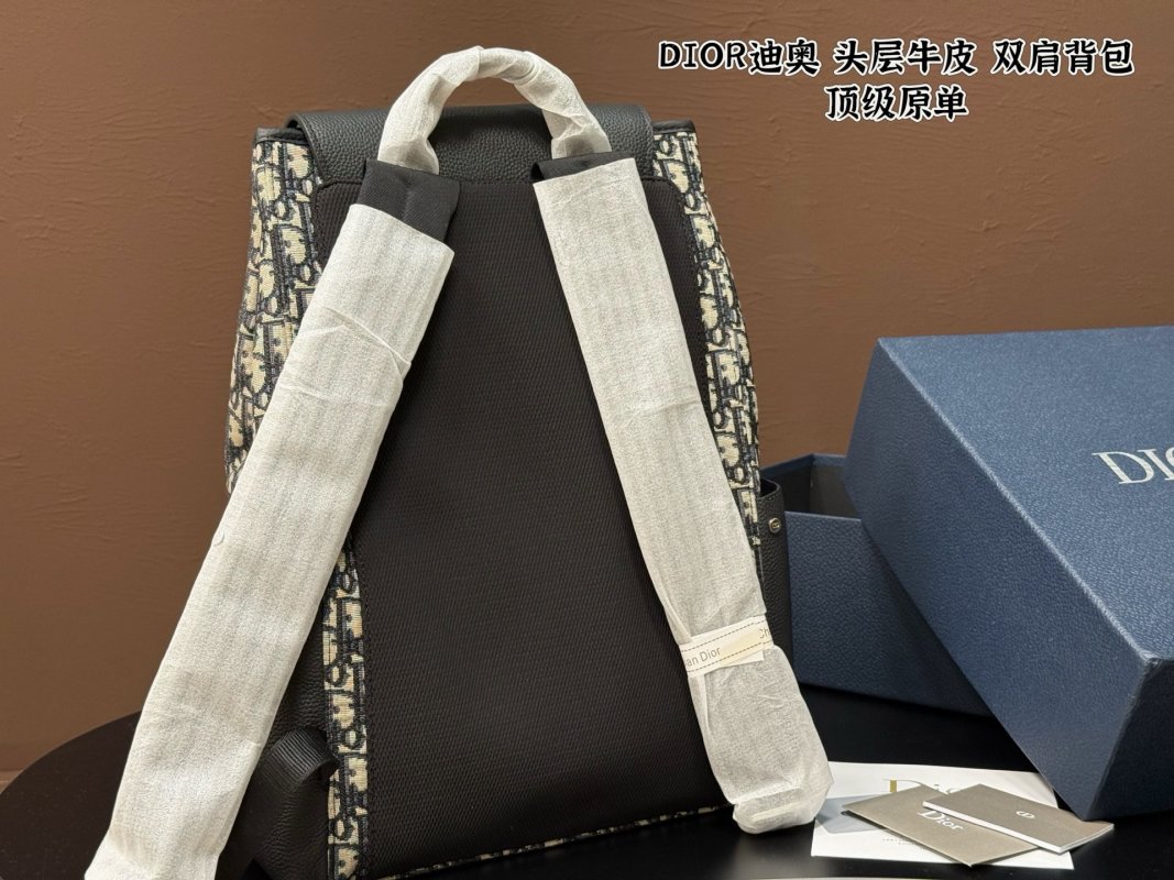 Dior Oblique Saddle Backpack - Grey & Cream view