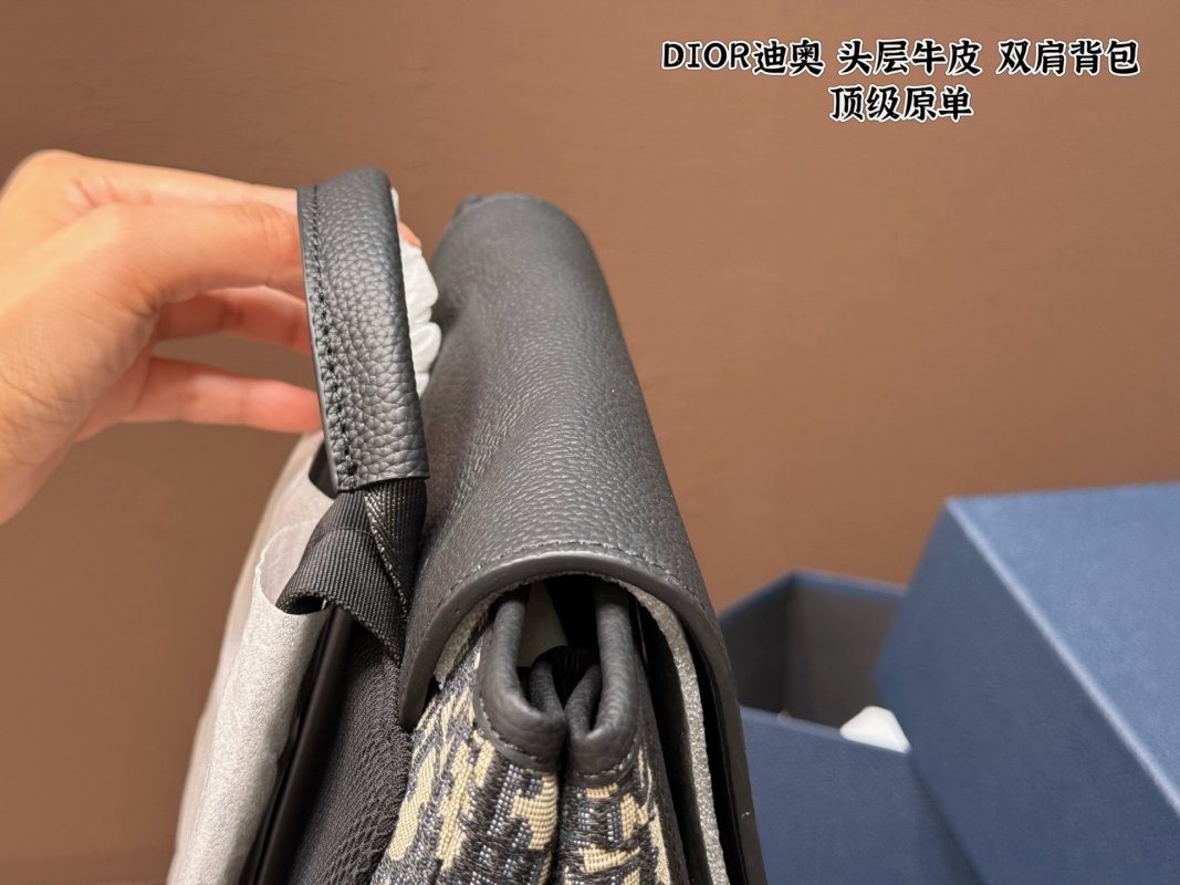Dior Oblique Saddle Backpack - Grey & Cream view