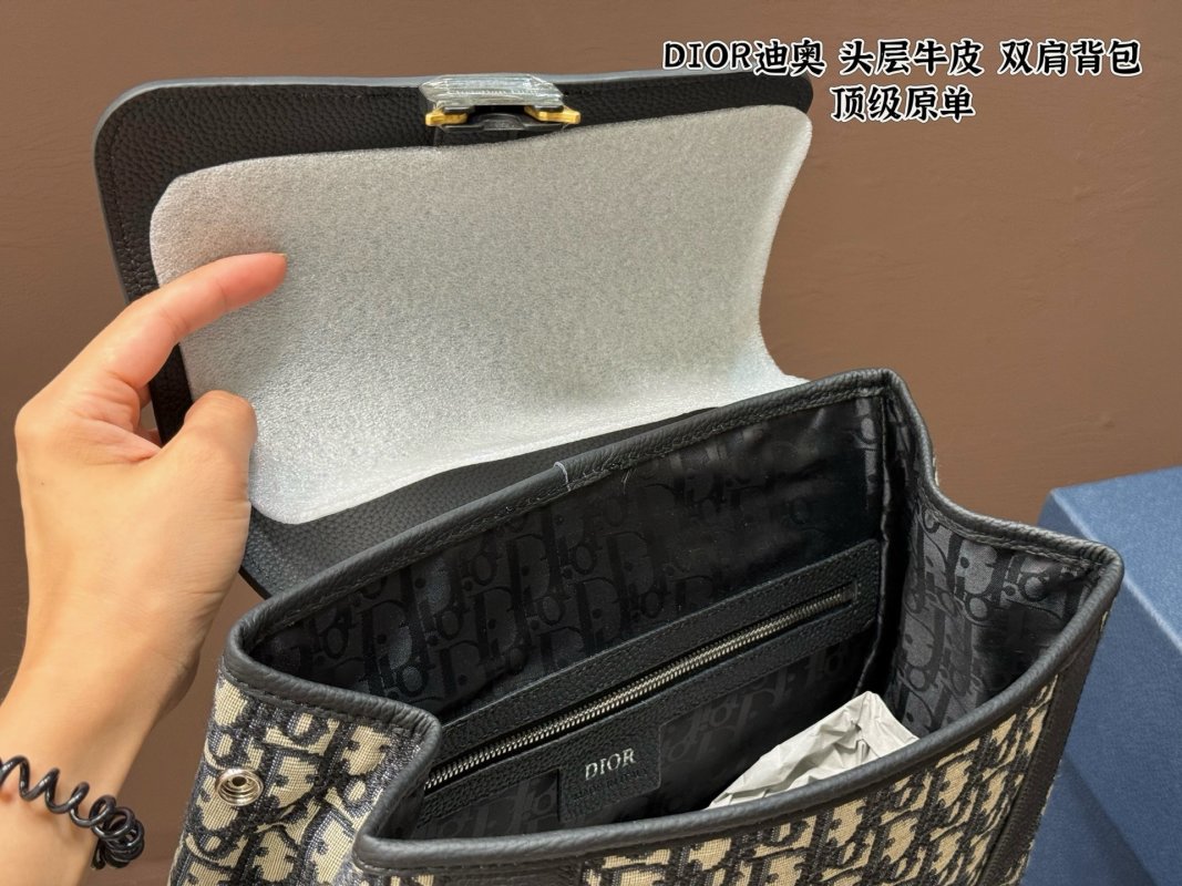 Dior Oblique Saddle Backpack - Grey & Cream view