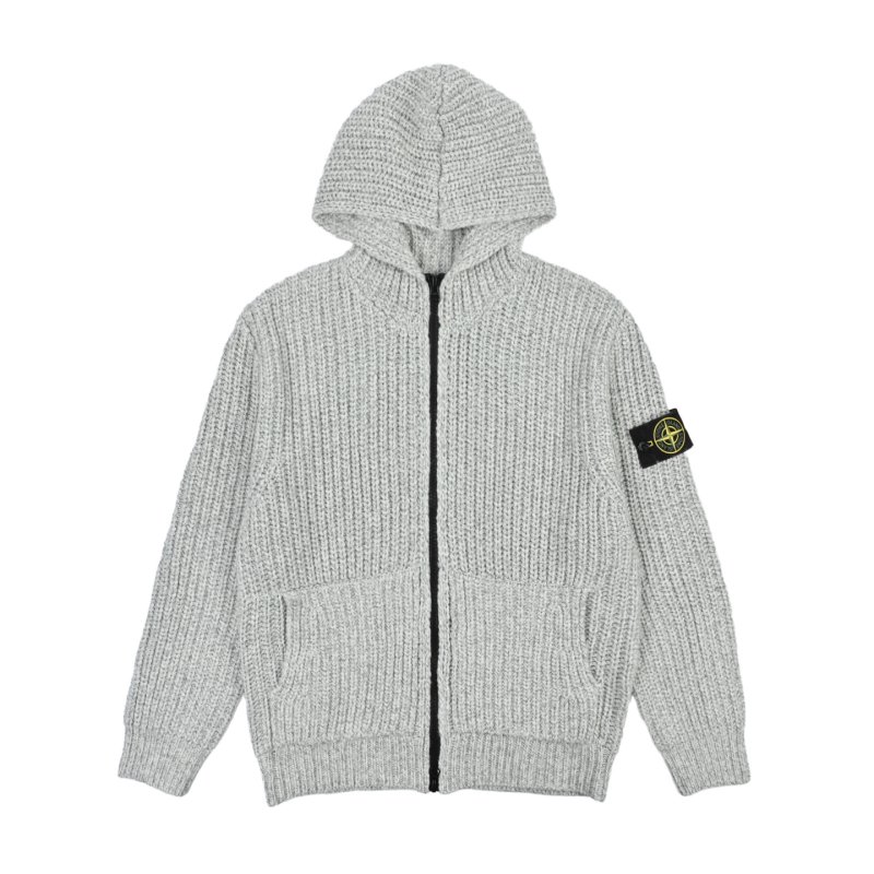 Oversized Ribbed Knit Cardigan Jacket Grey view