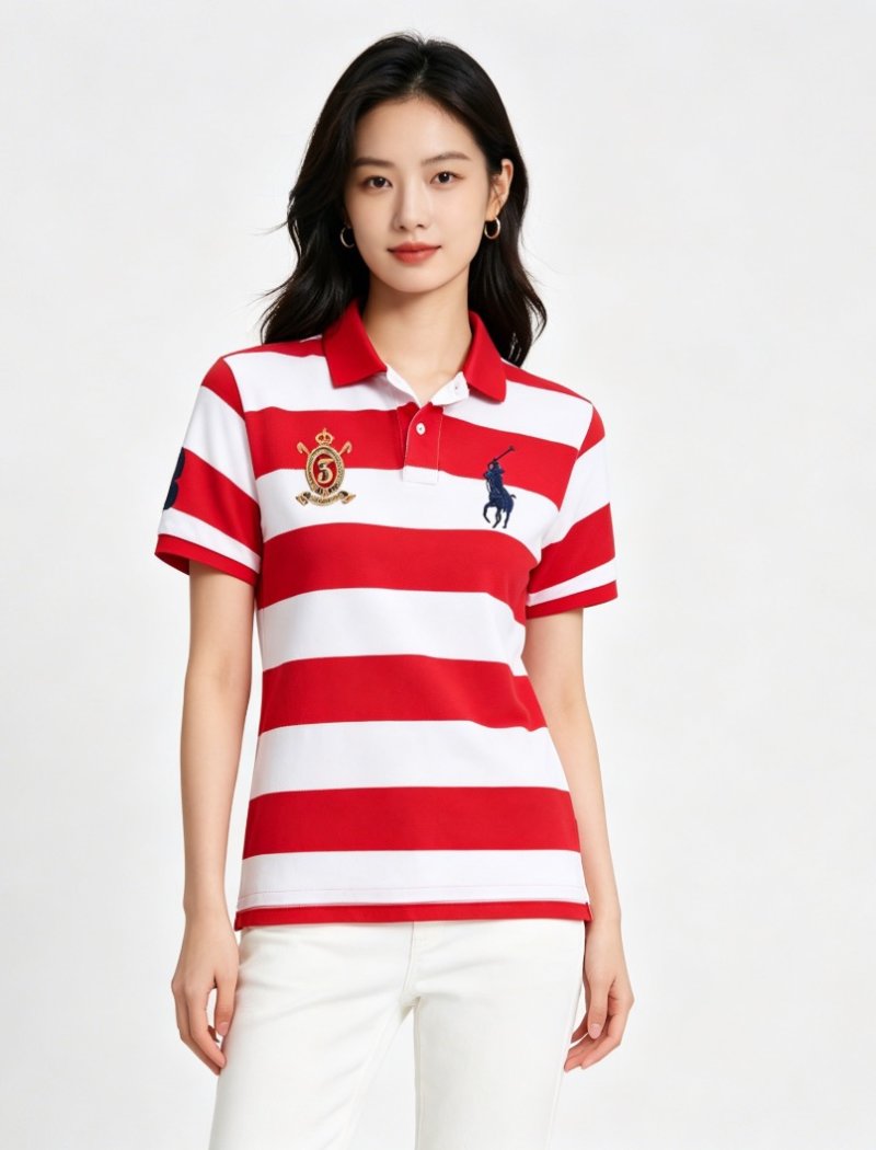 Polo Ralph Lauren Women's Red & White Striped Polo Shirt