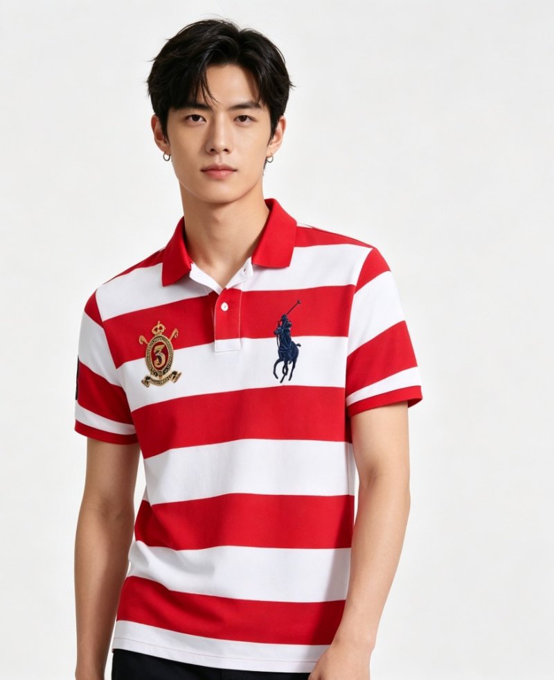 Polo Ralph Lauren Women's Red & White Striped Polo Shirt view
