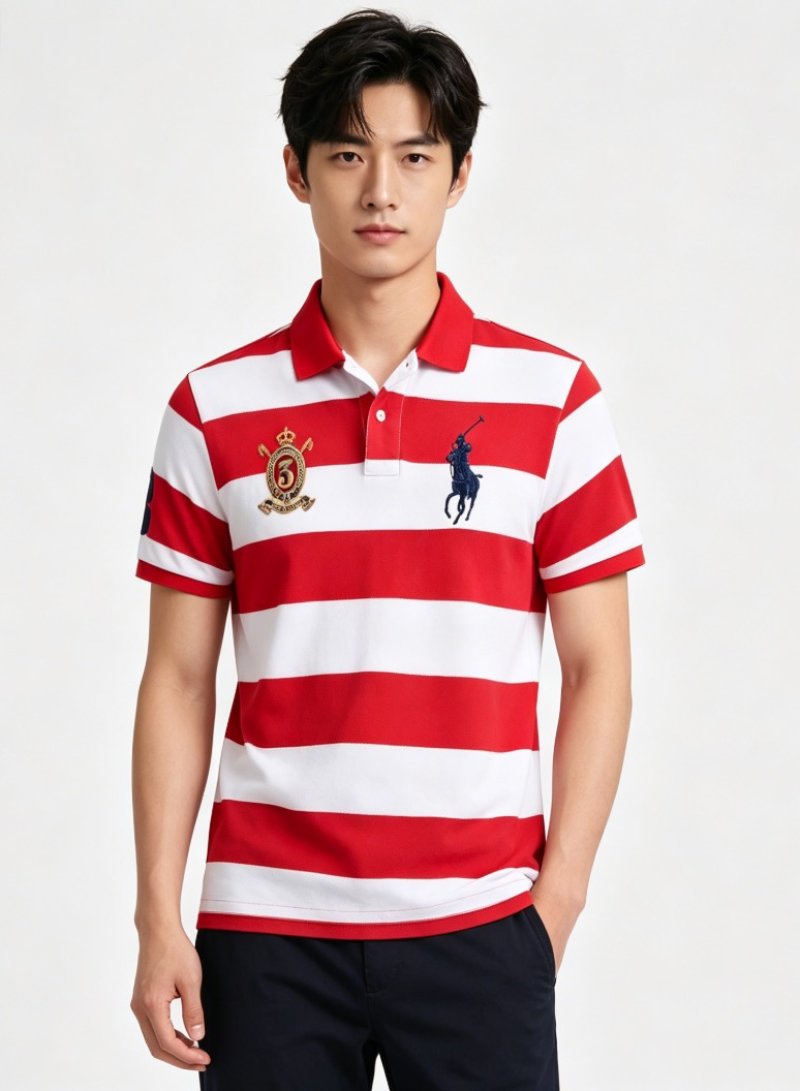 Polo Ralph Lauren Women's Red & White Striped Polo Shirt view