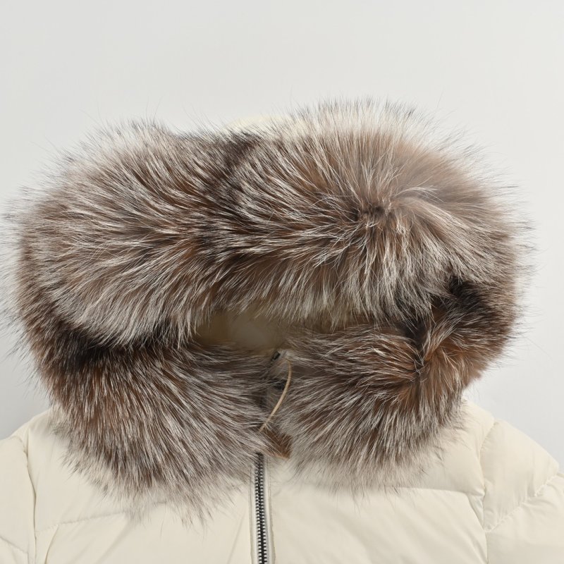 Moncler White Puffer Down Jacket with Fur Hood view