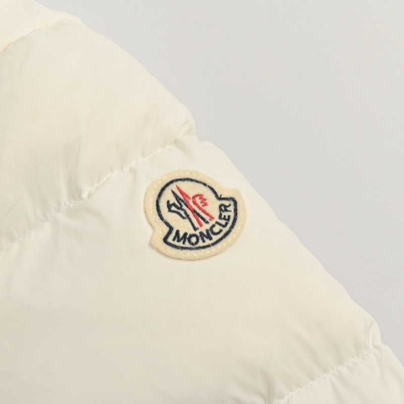 Moncler White Puffer Down Jacket with Fur Hood view