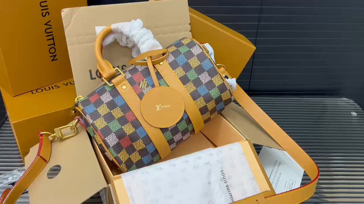 Louis Vuitton Damier Multicolor Speedy Handbag Yellow