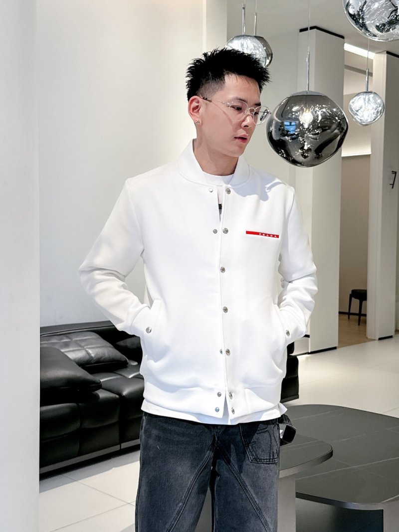 Prada White Logo Bomber Jacket view