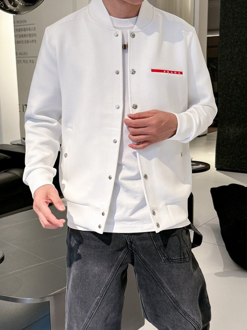 Prada White Logo Bomber Jacket view