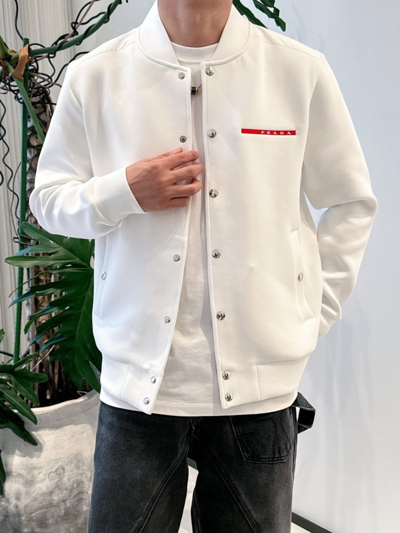 Prada White Logo Bomber Jacket view
