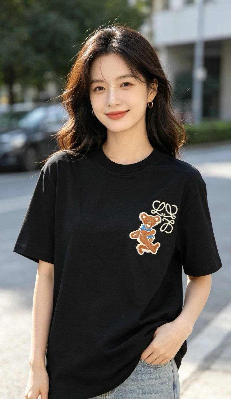 Black Bear Embroidered Short Sleeve T-Shirt