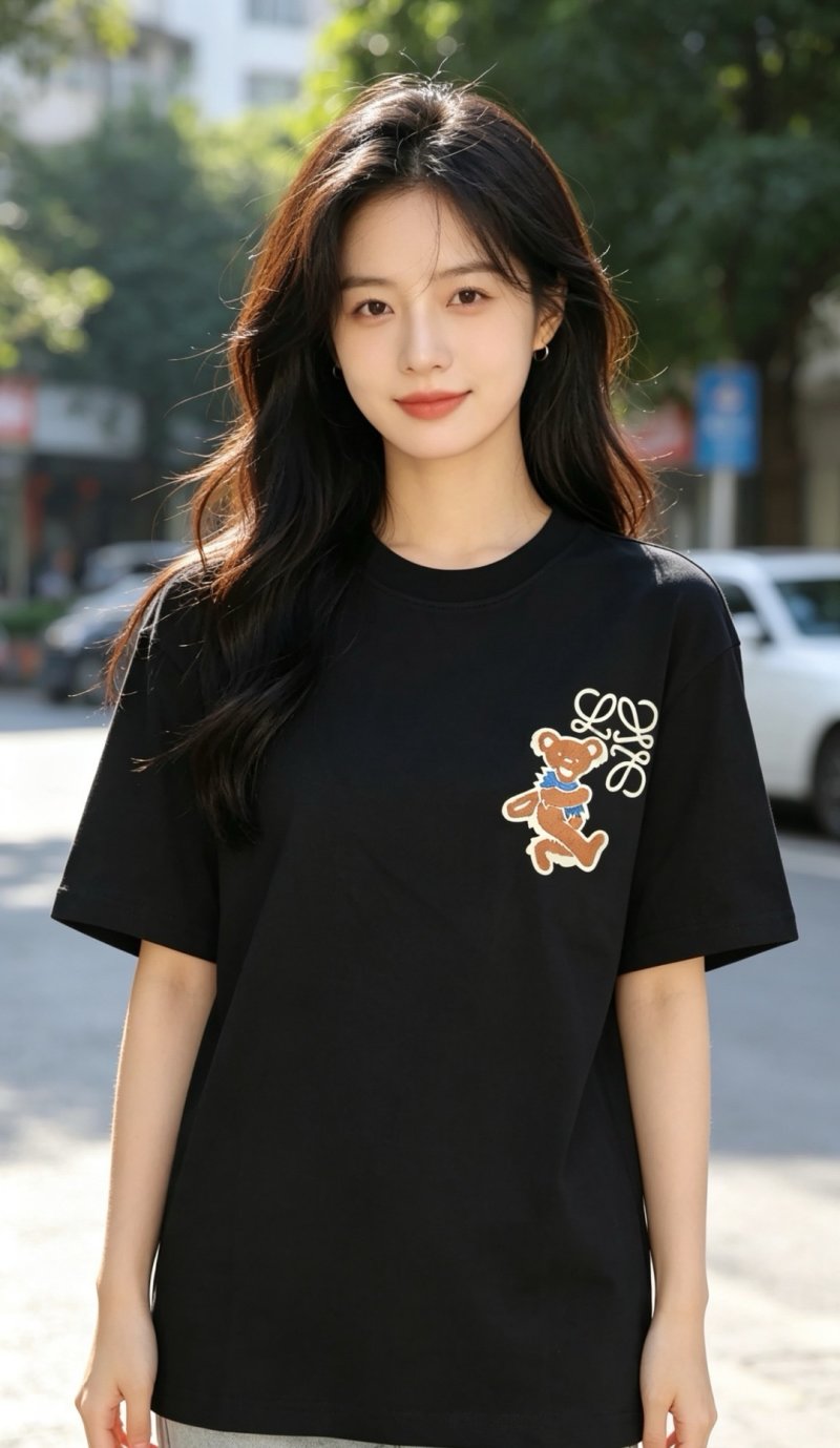 Black Bear Embroidered Short Sleeve T-Shirt view