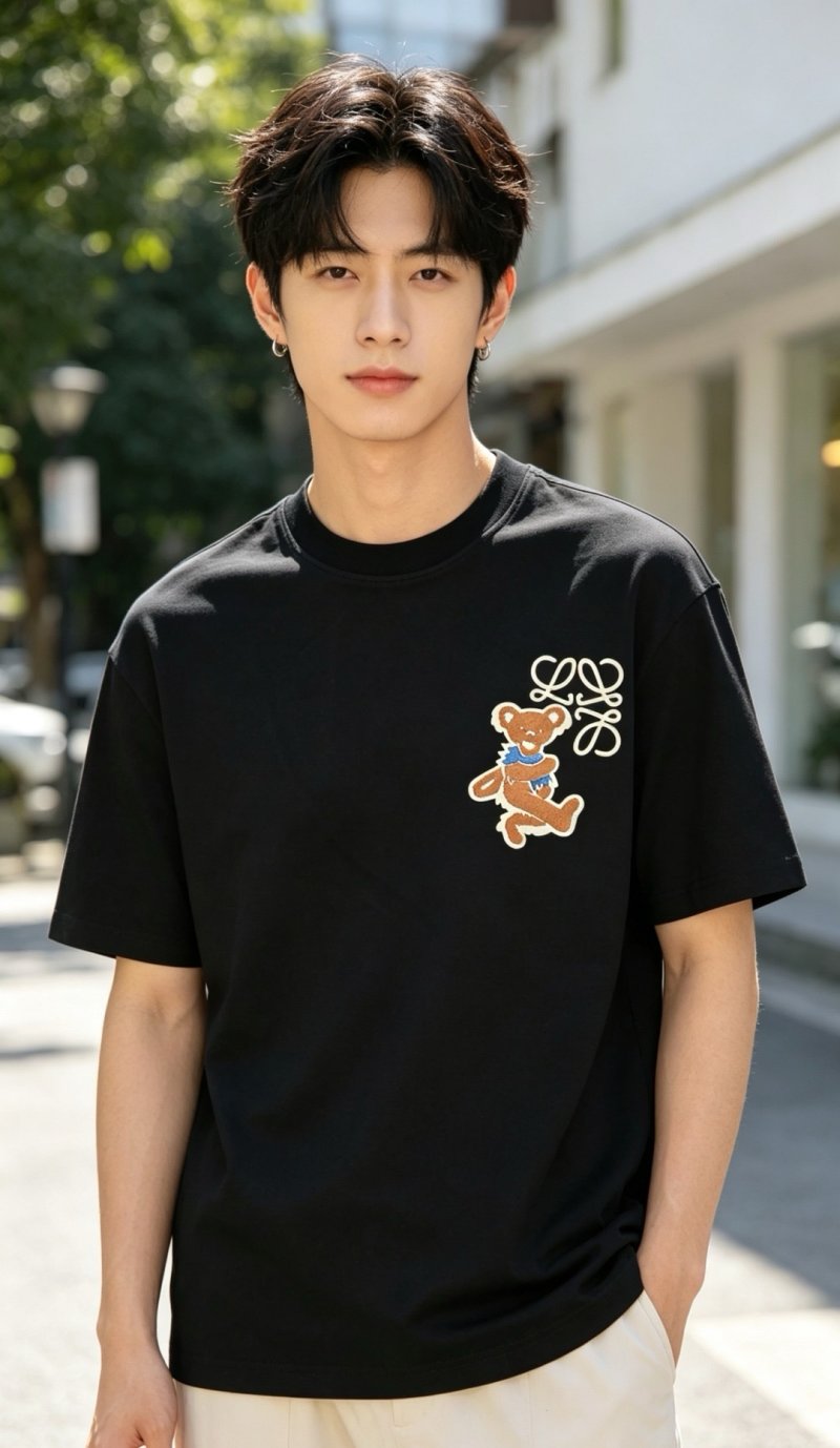Black Bear Embroidered Short Sleeve T-Shirt view