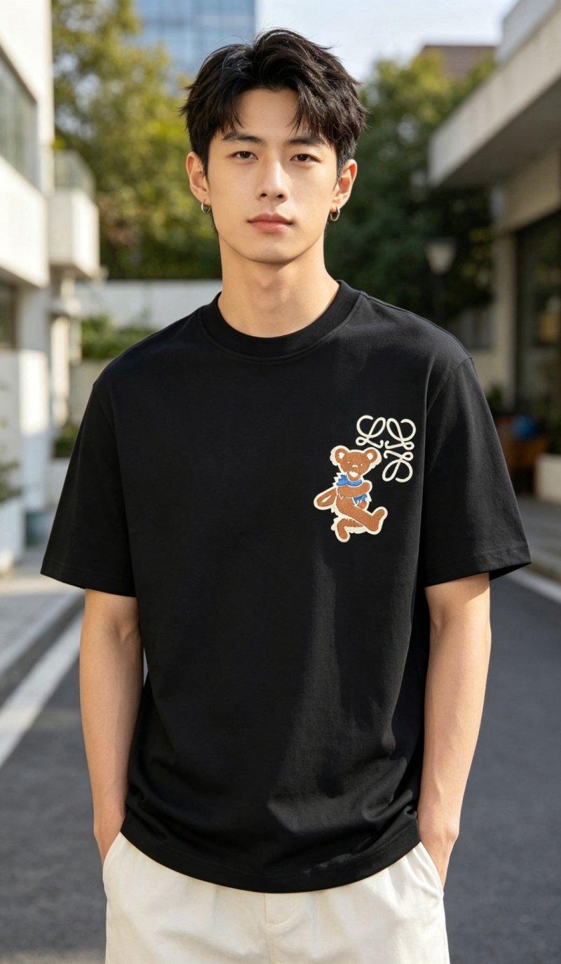 Black Bear Embroidered Short Sleeve T-Shirt view