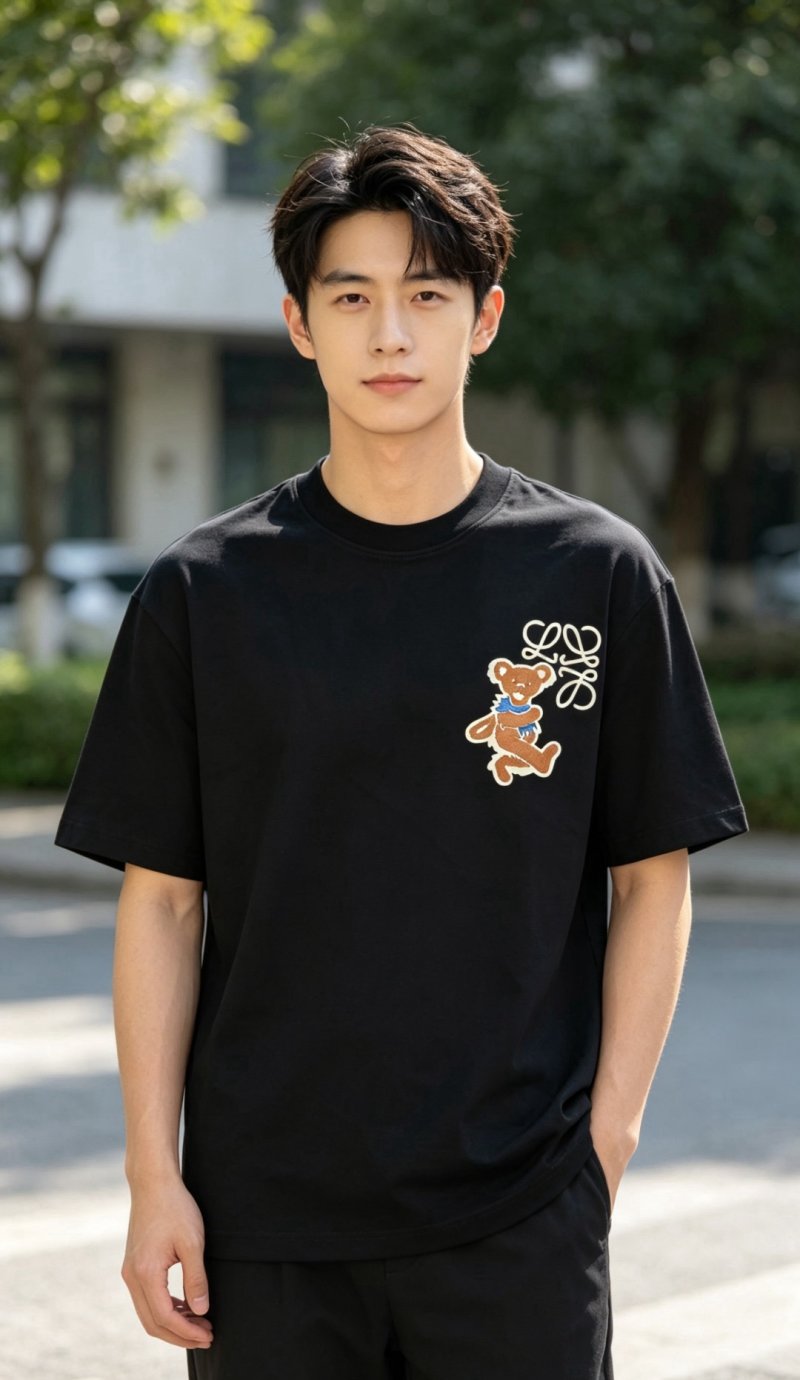 Black Bear Embroidered Short Sleeve T-Shirt view