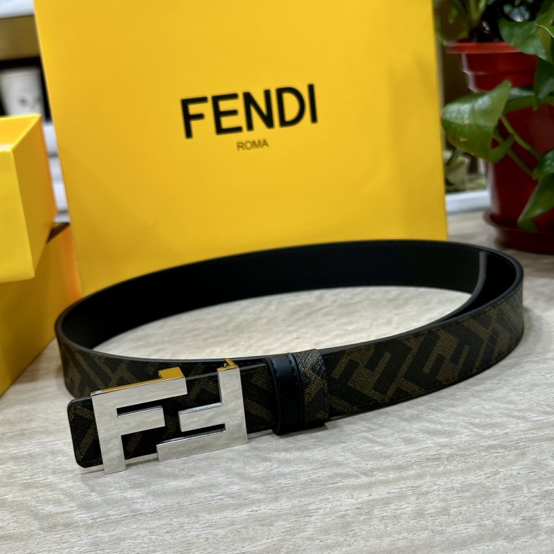 Fendi FF Logo Belt Black Zucca Canvas view