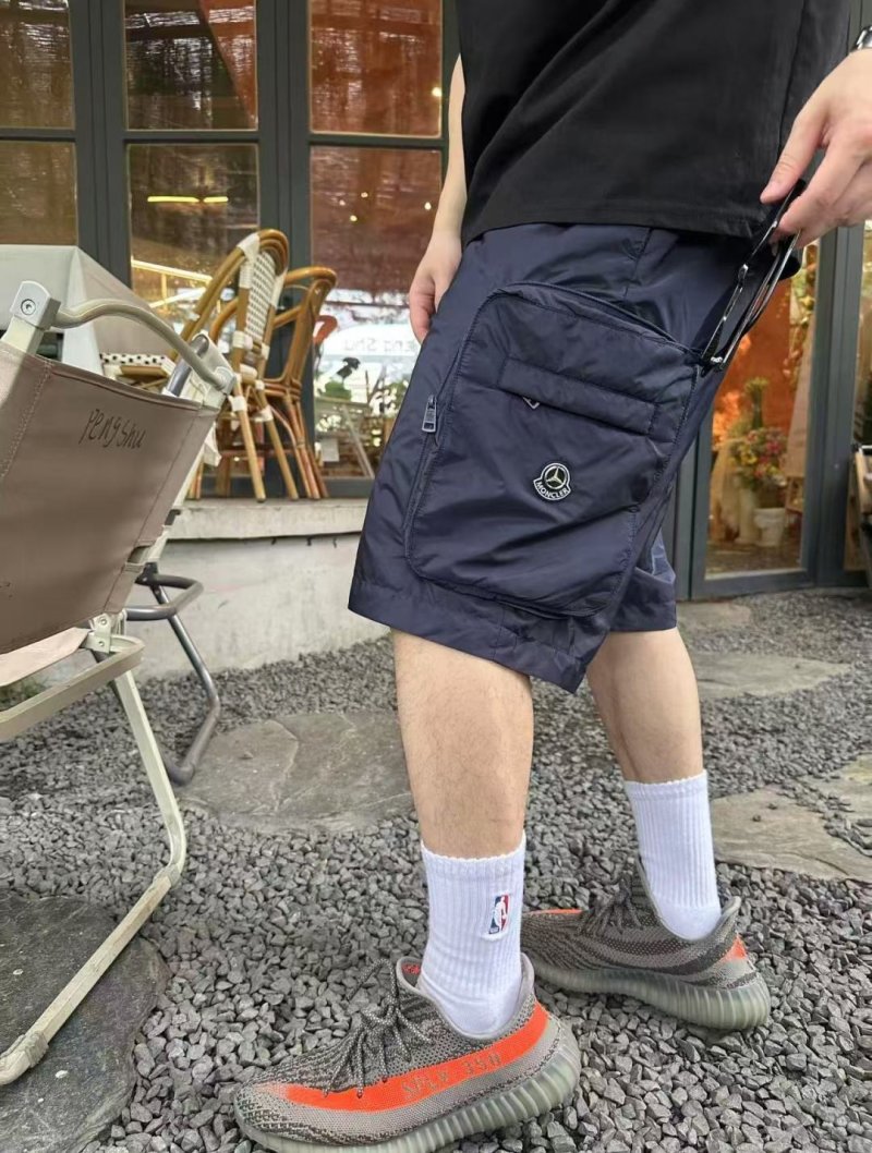 Moncler Navy Nylon Cargo Shorts