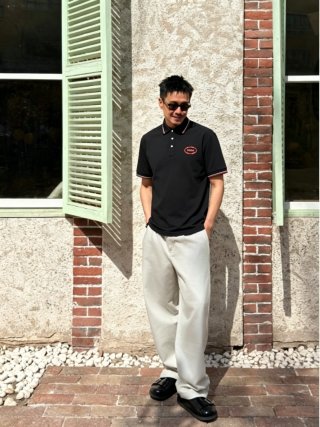 Prada Red Embroidered Logo Short Sleeve Polo Shirt Black view 7