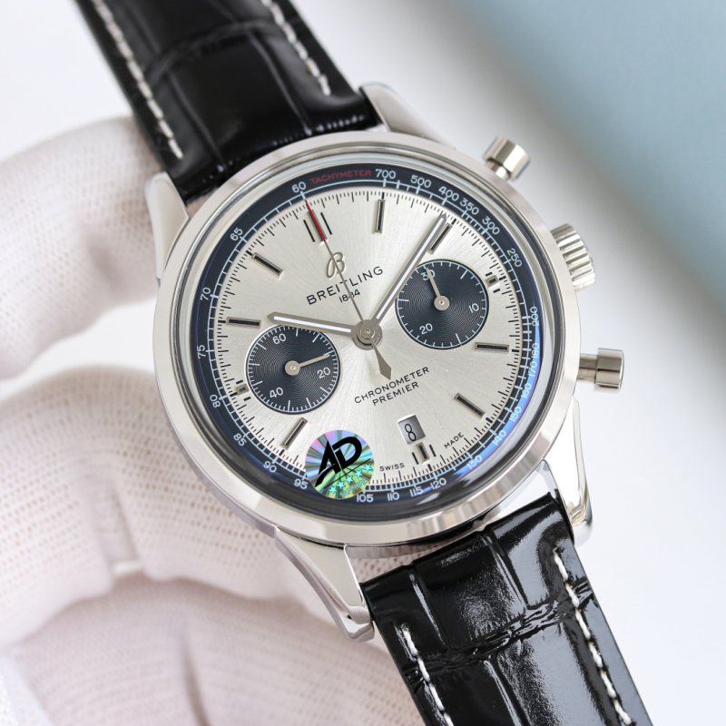 Breitling Navitimer 42mm Chronograph White Dial Black Leather