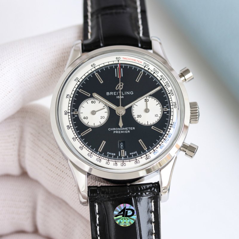 Breitling Navitimer 42mm Chronograph White Dial Black Leather view