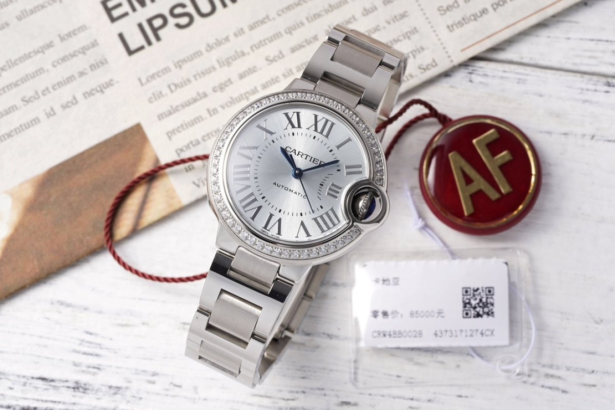 Cartier Ballon Bleu 33mm Diamond Bezel Steel Watch