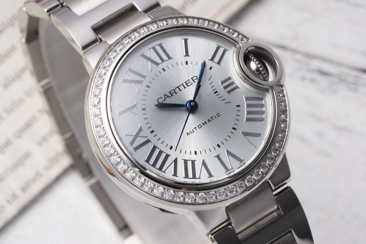 Cartier Ballon Bleu 33mm Diamond Bezel Steel Watch view