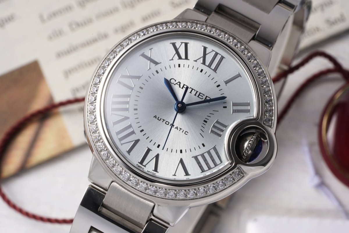 Cartier Ballon Bleu 33mm Diamond Bezel Steel Watch view