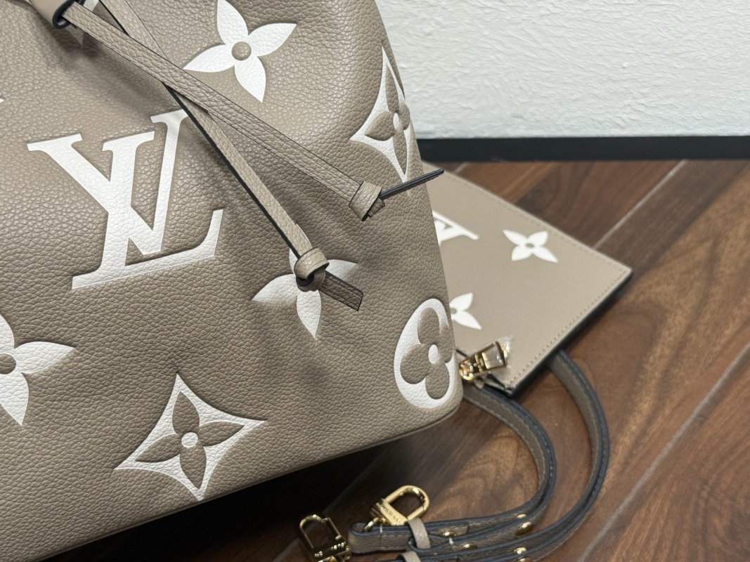 Louis Vuitton Neooe MM Monogram Embossed Bucket Bag Beige view