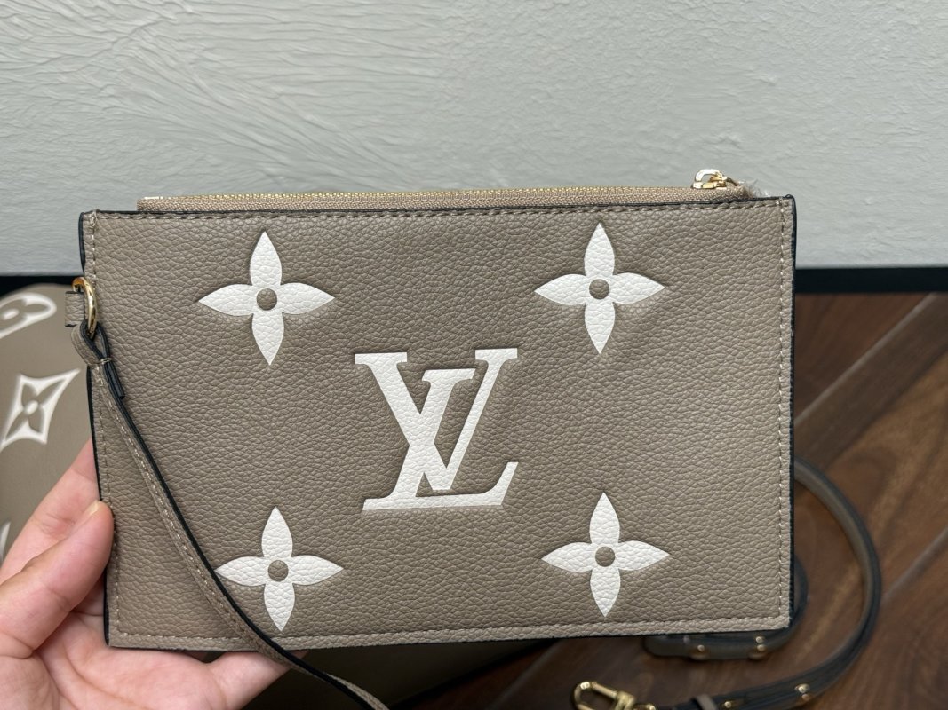 Louis Vuitton Neooe MM Monogram Embossed Bucket Bag Beige view