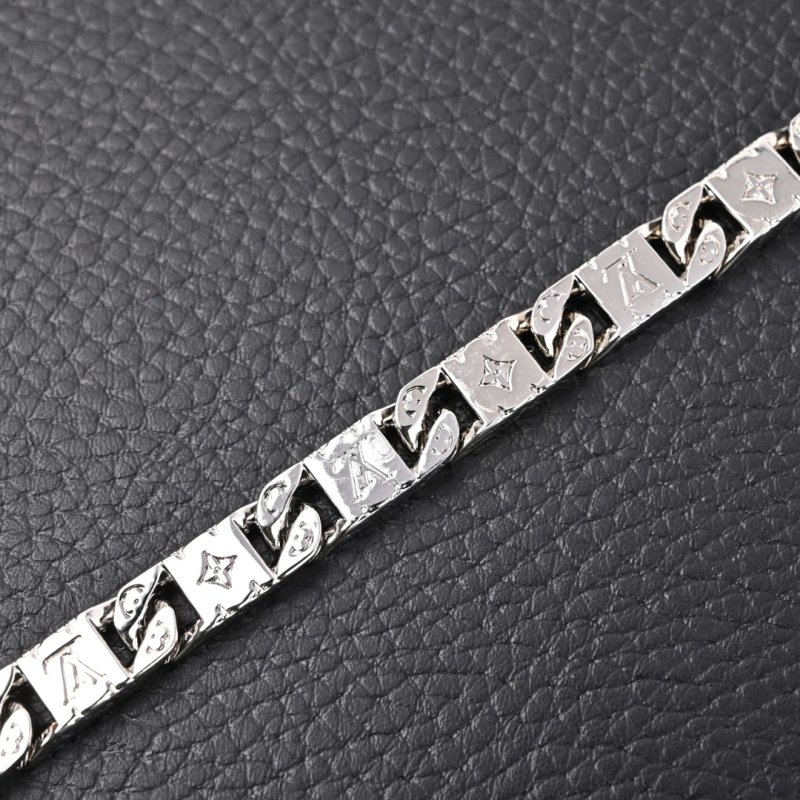 Louis Vuitton LV Monogram Silver Cuban Link Bracelet view