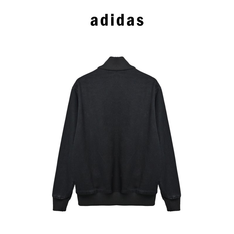 Adidas Trefoil Three Stripe Black Denim Jacket view