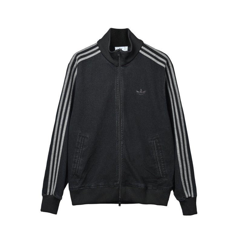 Adidas Trefoil Three Stripe Black Denim Jacket view