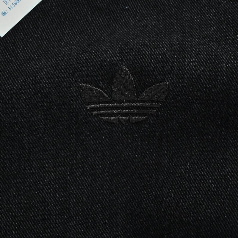 Adidas Trefoil Three Stripe Black Denim Jacket view