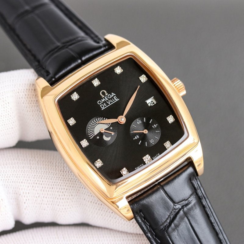Omega De Ville Gold Diamond Chronograph Watch