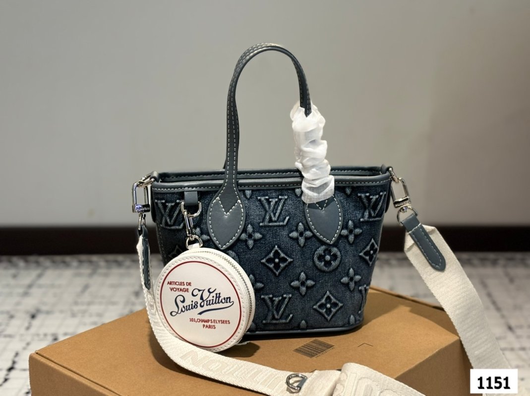 Louis Vuitton Mini Denim Monogram Tote Bag Black