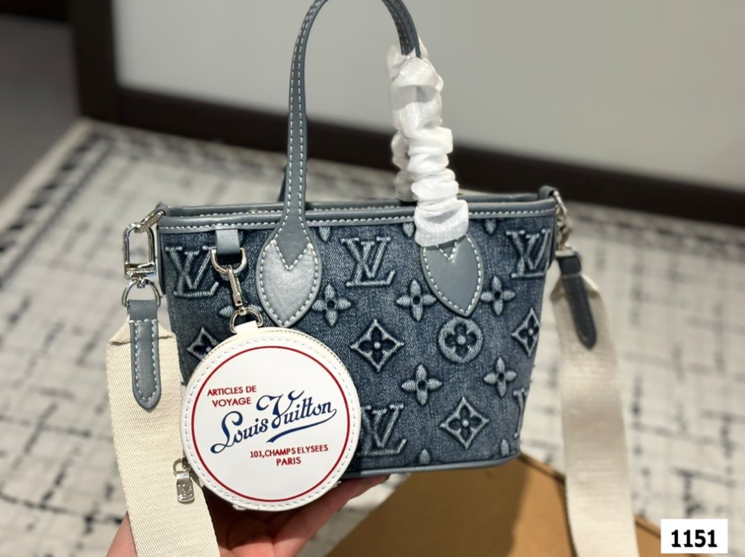 Louis Vuitton Mini Denim Monogram Tote Bag Black view
