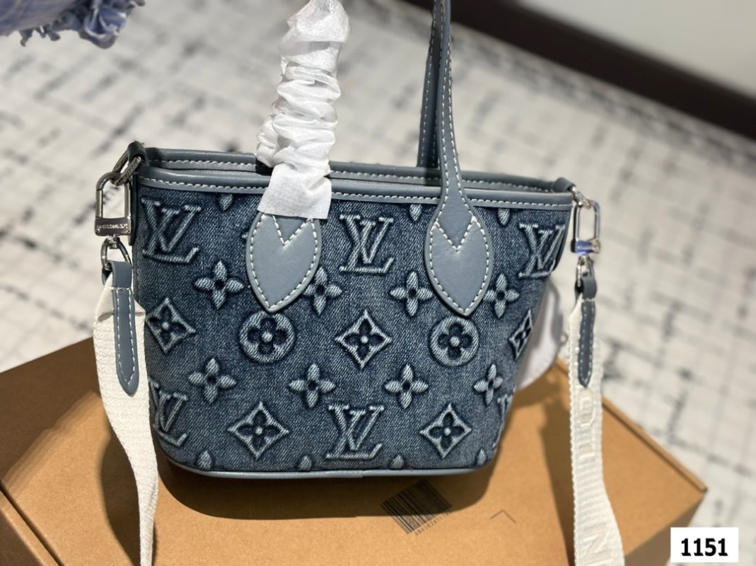 Louis Vuitton Mini Denim Monogram Tote Bag Black view
