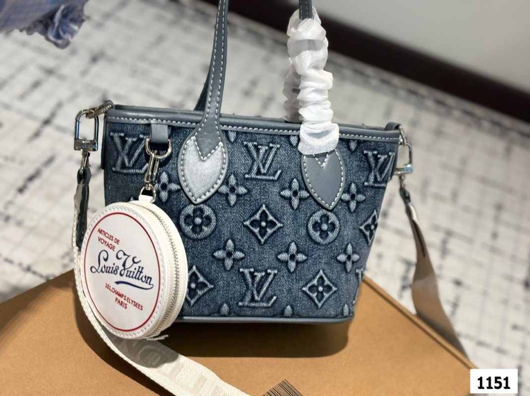 Louis Vuitton Mini Denim Monogram Tote Bag Black view