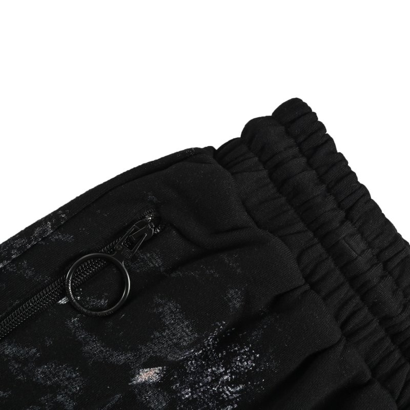 Essentials Black Galaxy Print Shorts with White Stripe view