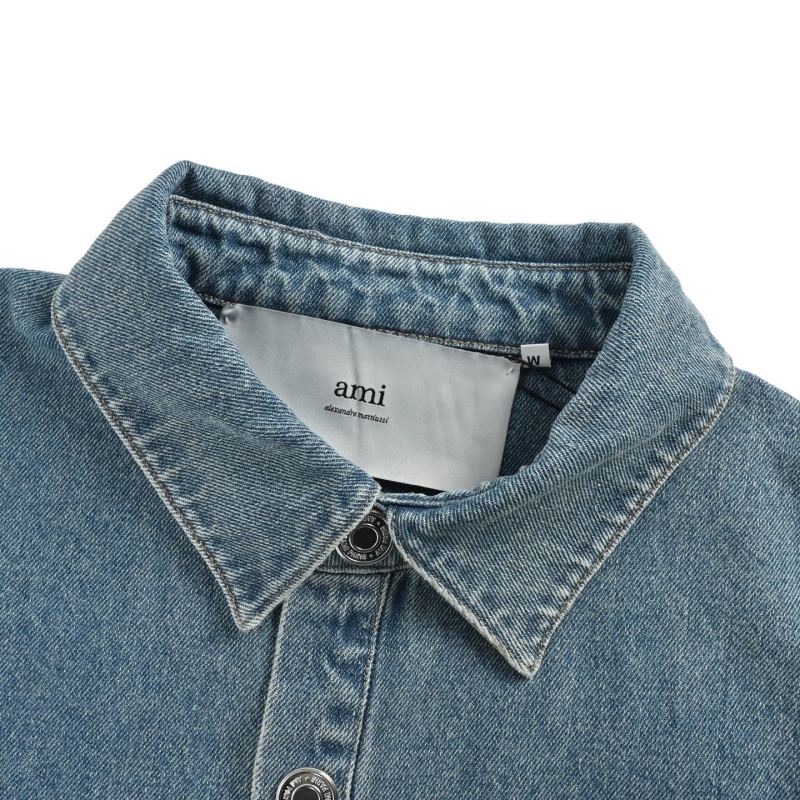 Ami Paris Denim Shirt Blue with Heart Logo view