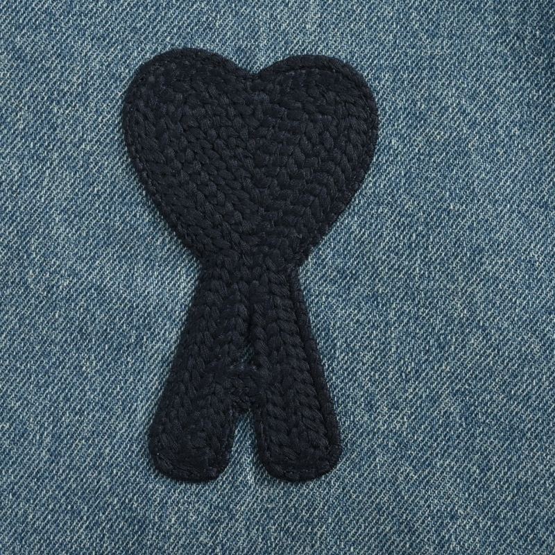Ami Paris Denim Shirt Blue with Heart Logo view