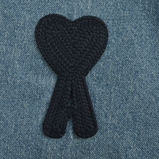 Ami Paris Heart Embroidered Denim Shirt Blue view 8